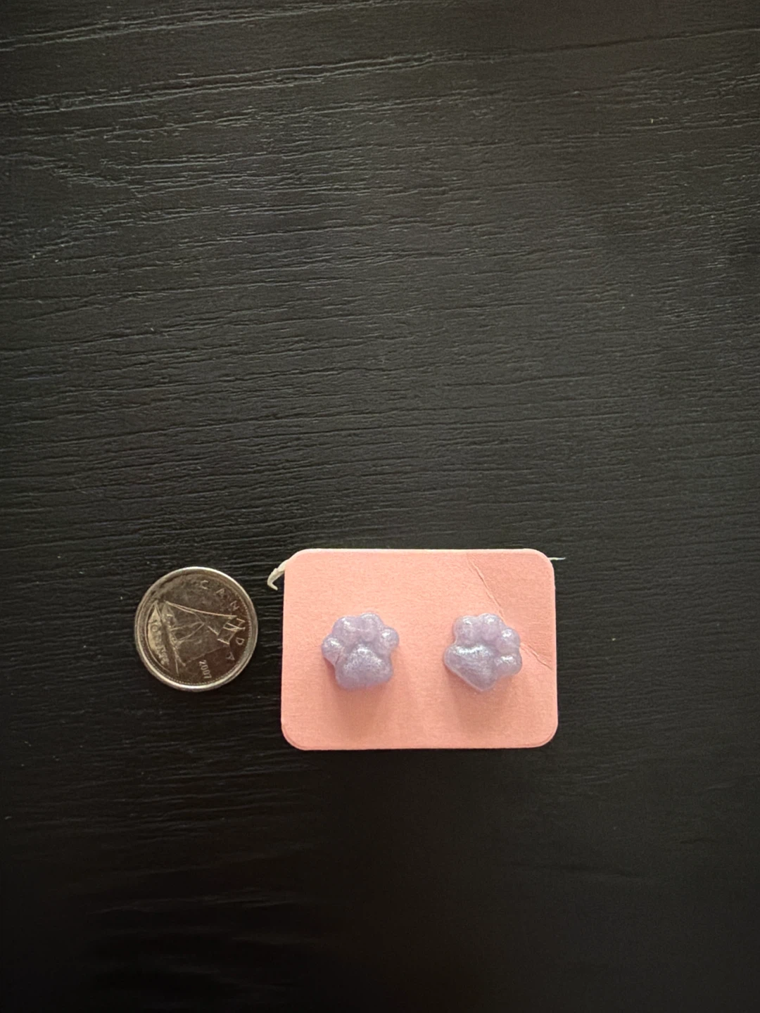 Paws stud earring purple