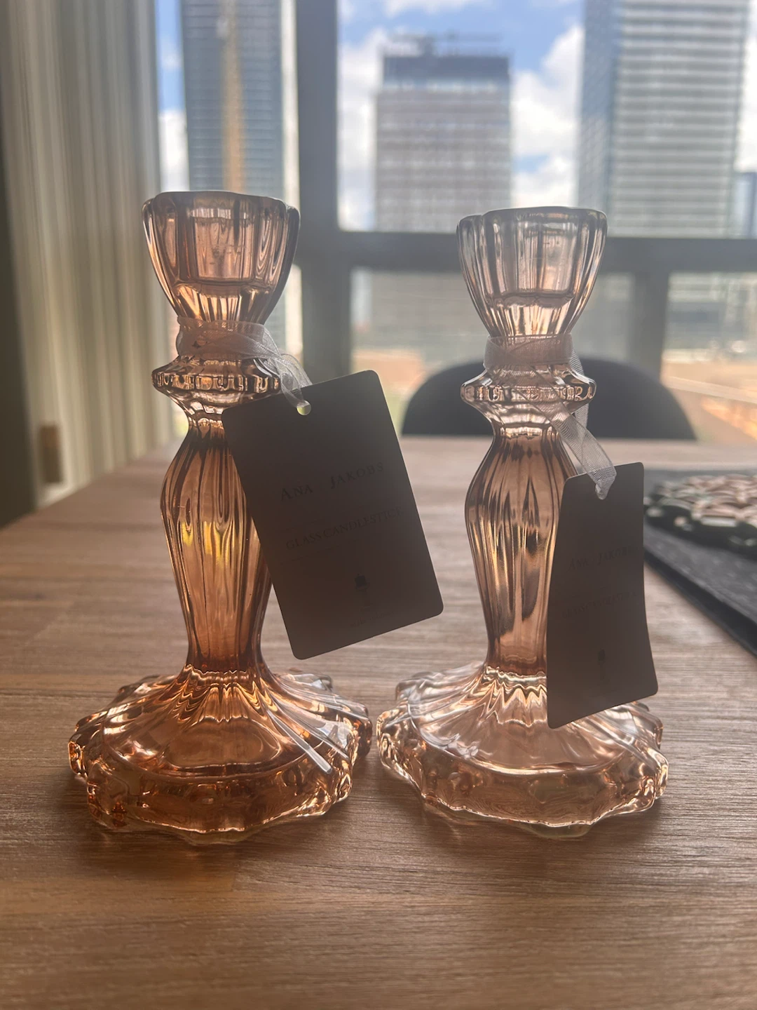 Ana / Jakobs Glass Candlestick Holder - Amber