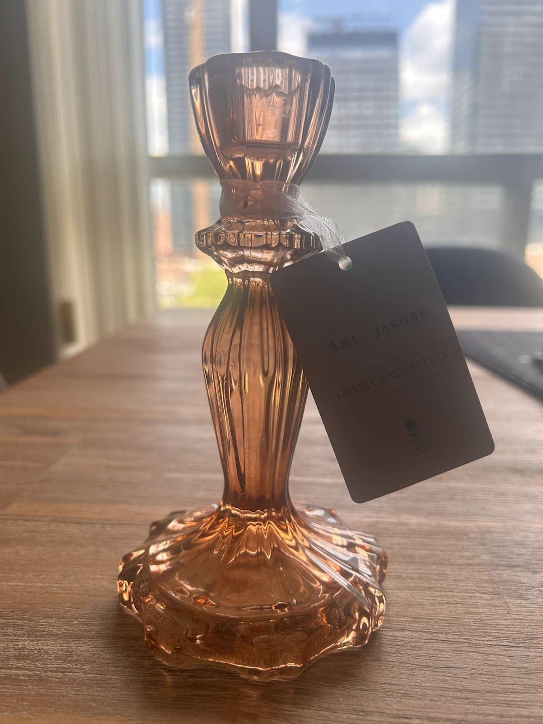 Ana / Jakobs Glass Candlestick Holder - Amber - photo 3