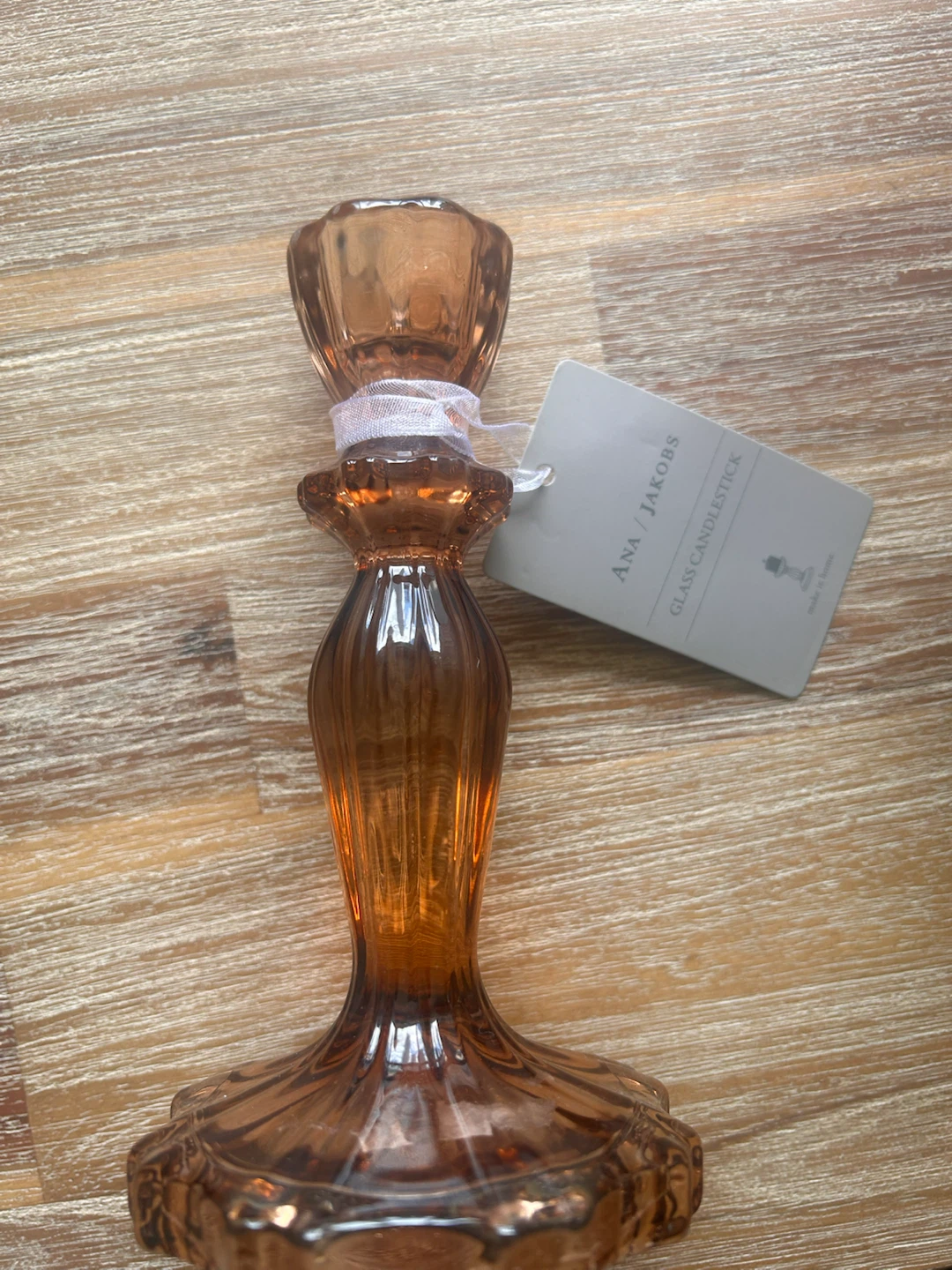 Ana / Jakobs Glass Candlestick Holder - Amber - photo 4