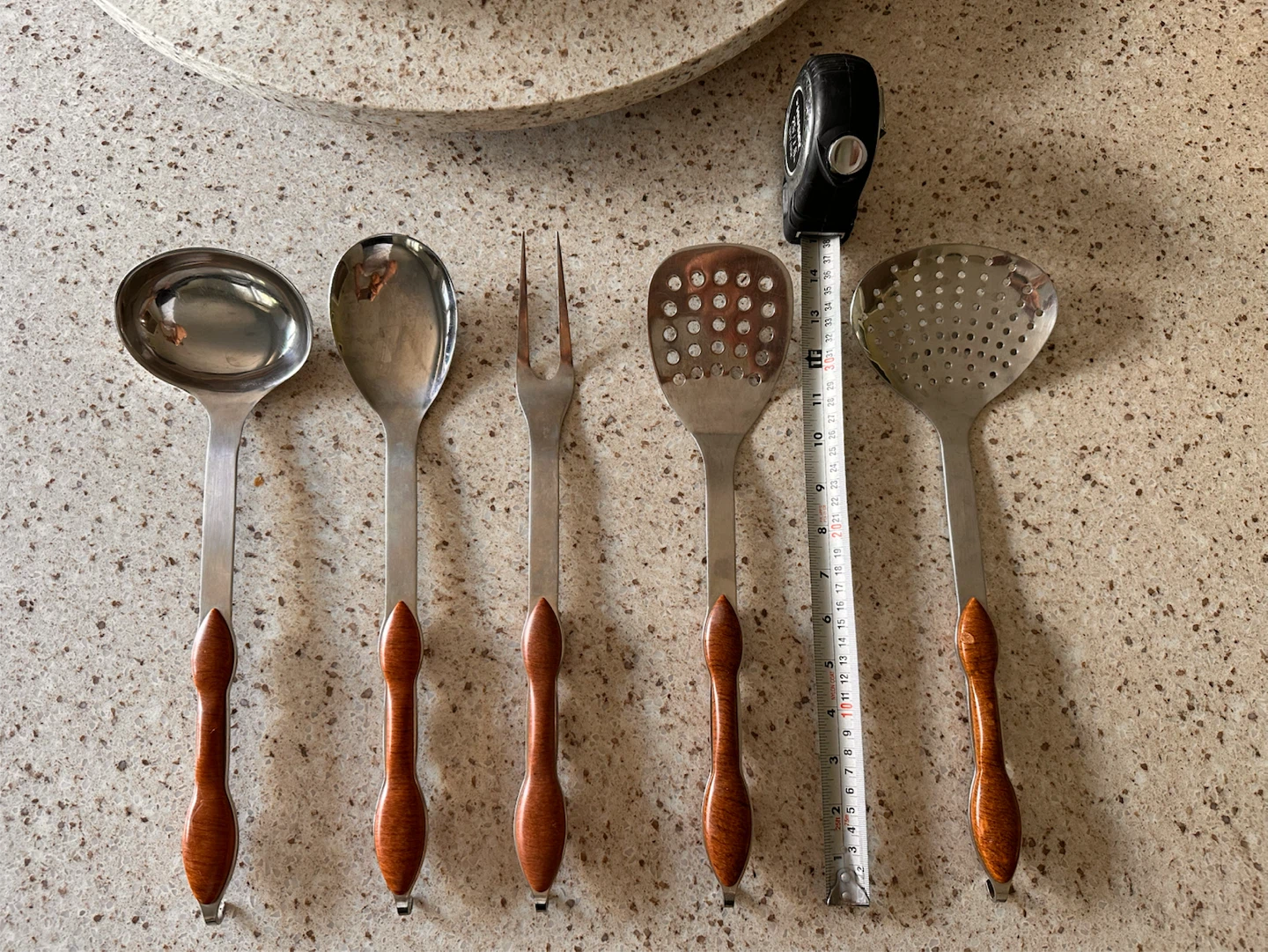 Kitchen Utensil Set with Plastic (Wood Look) Handles