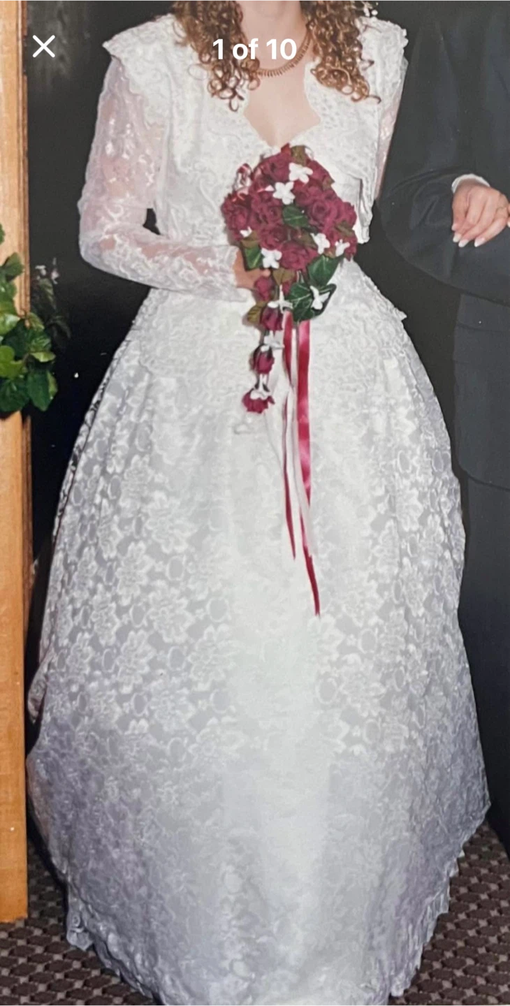White Lace Wedding Dress with Bolero Jacket