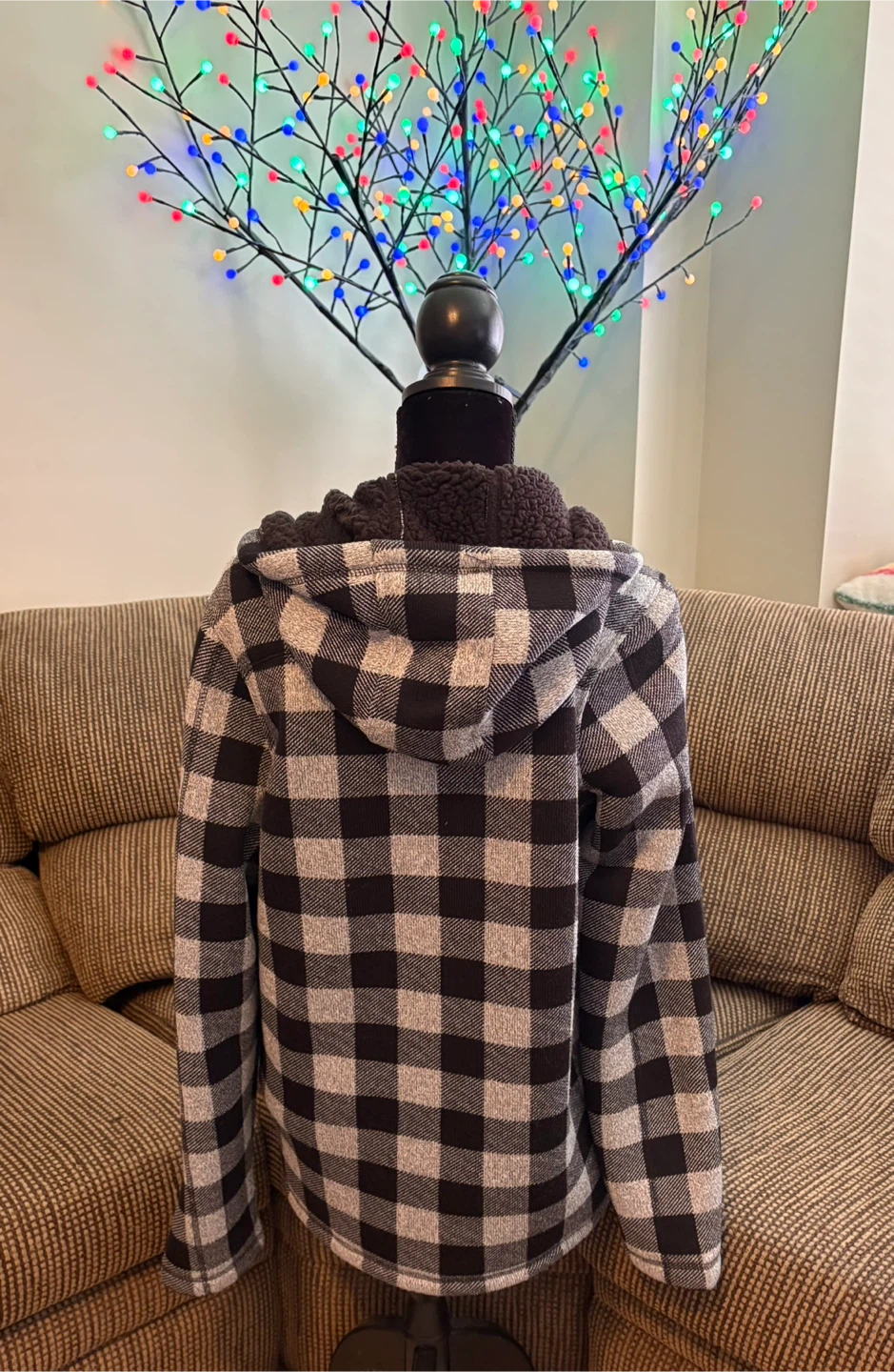 ✨✨Women's Plaid Sherpa Lined Hoodie Size L - photo 3