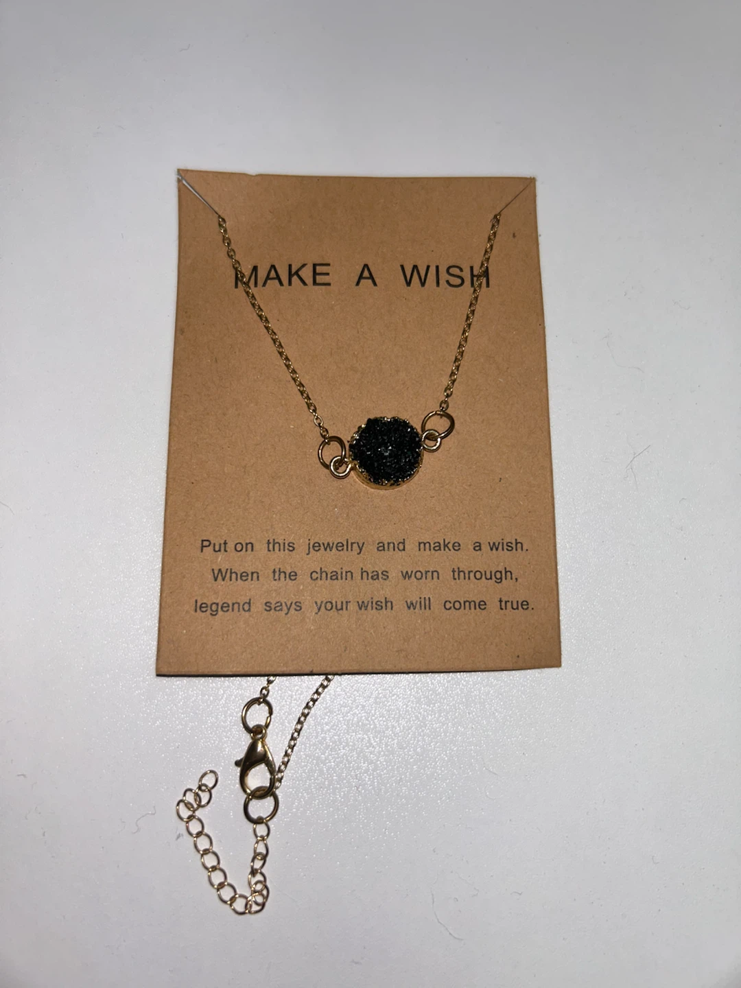 Make a Wish Black Druzy Necklace