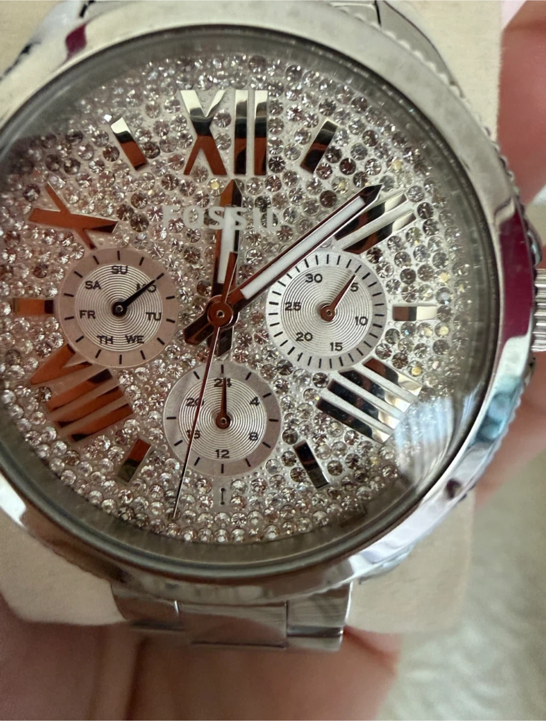 Fossil Women's Watch - Silver, Sparkly Dial
