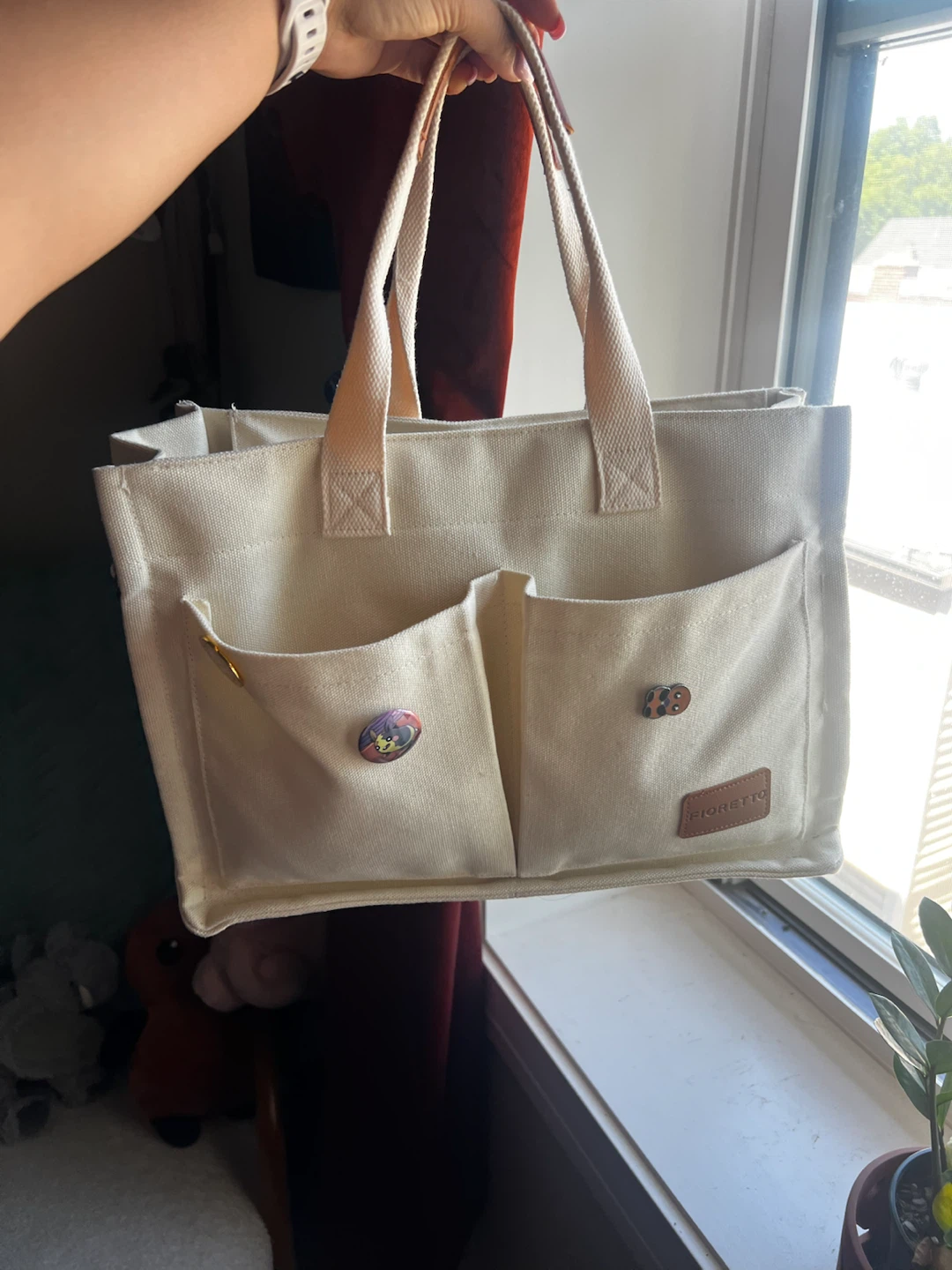 Beige Large Canvas Tote