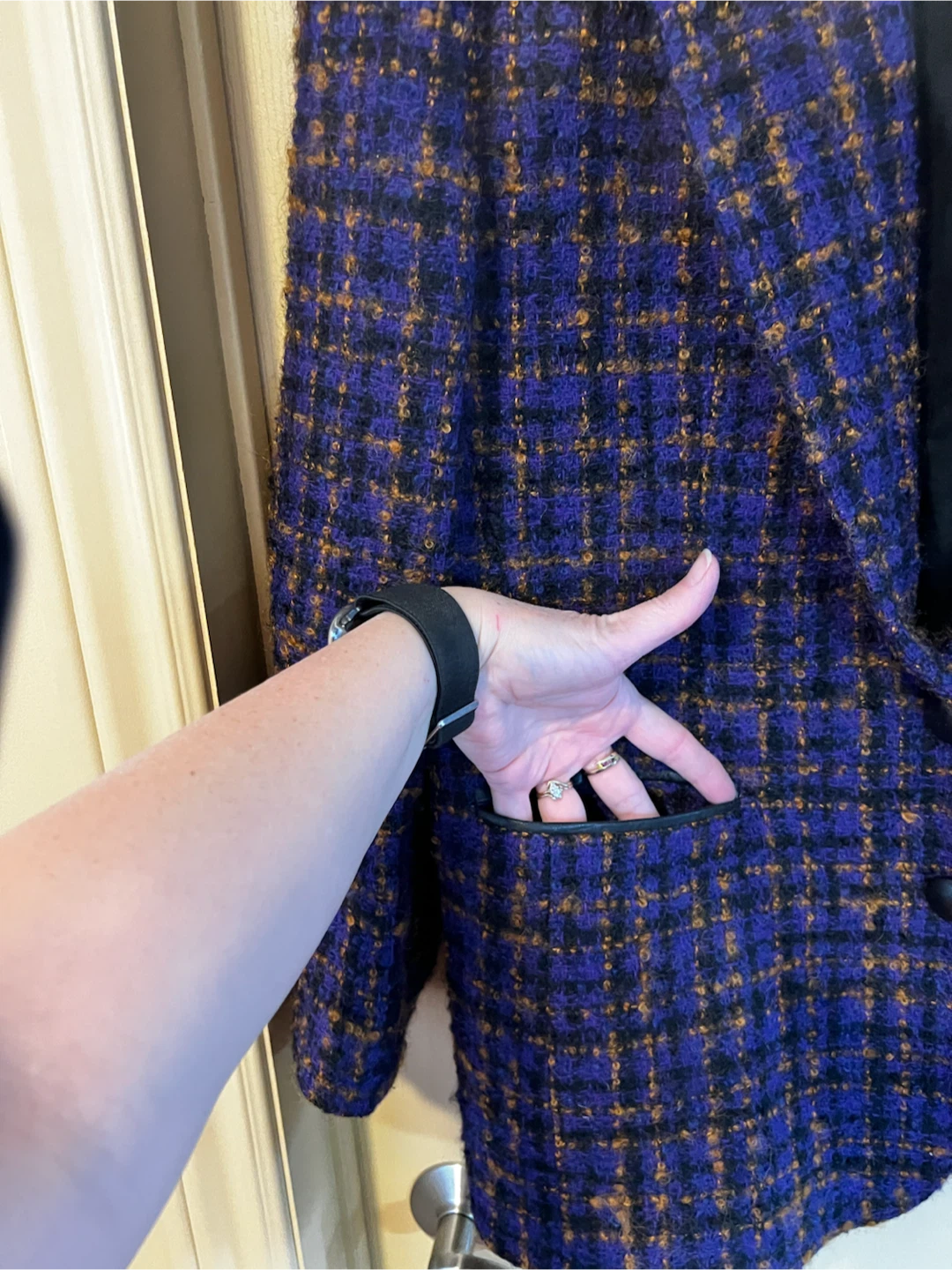 D'Orax Tweed Blazer with faux Leather Collar - photo 3