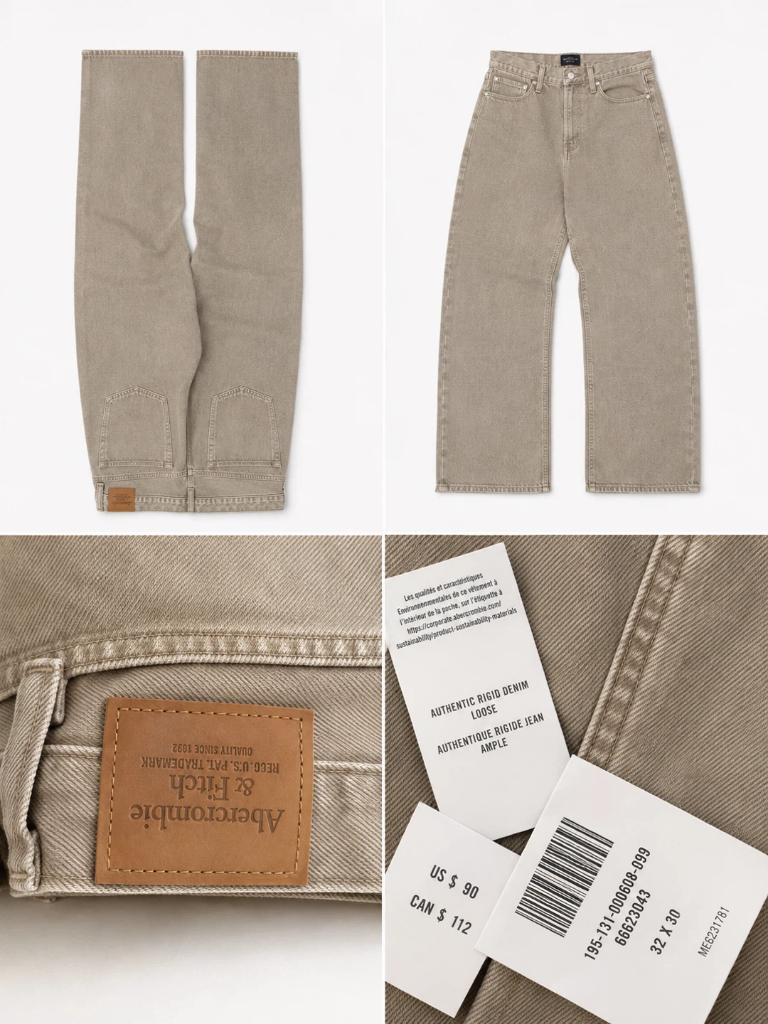 Abercrombie & Fitch Men's Loose Rigid Denim Jeans 32 x 30