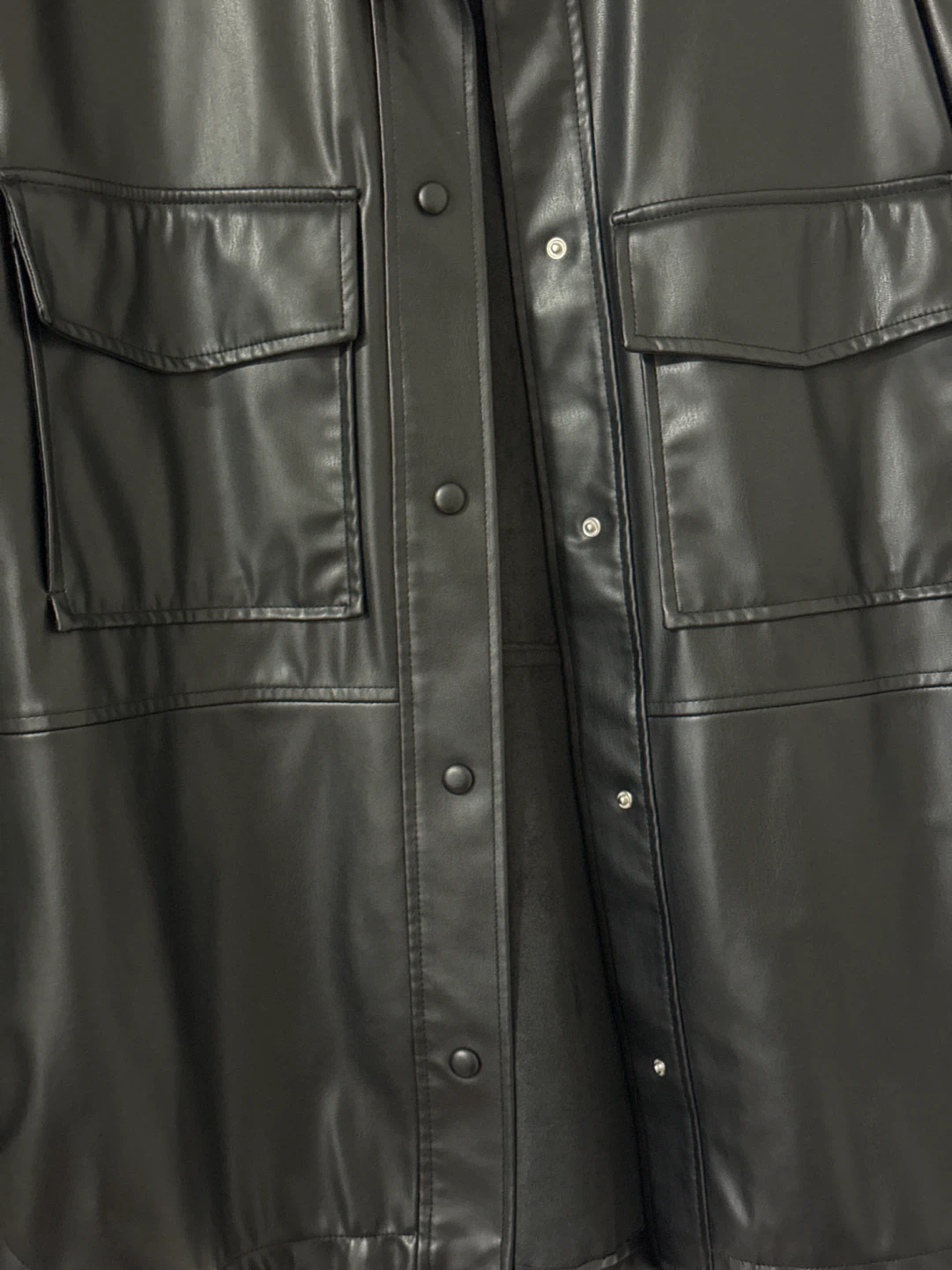 ZARA Black Faux Leather Shacket Jacket - photo 2