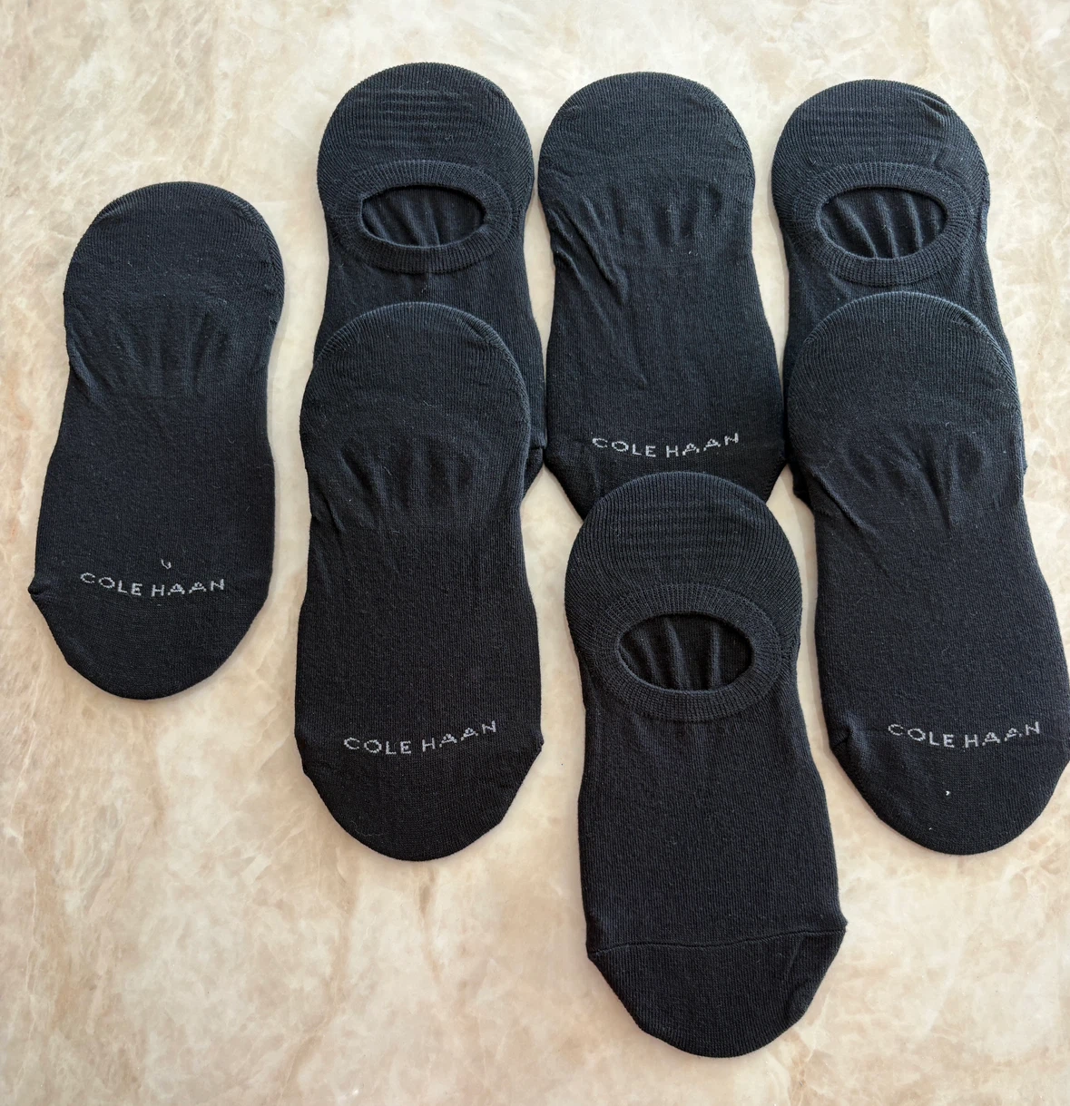 7 NEW pair of Cole Haan No-Show Socks - Black (6 Pairs)