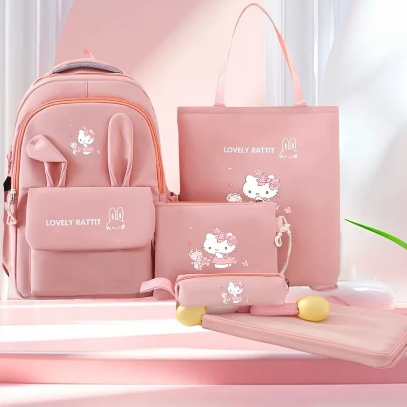 Lovely Rattit Hello Kitty 4-Piece Backpack Set - Pink