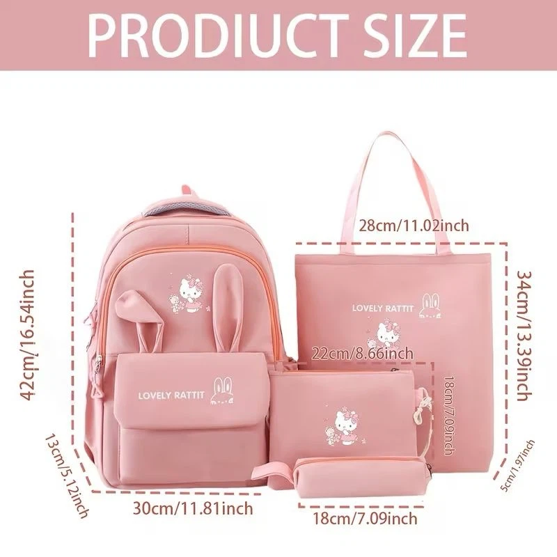 Lovely Rattit Hello Kitty 4-Piece Backpack Set - Pink - photo 2