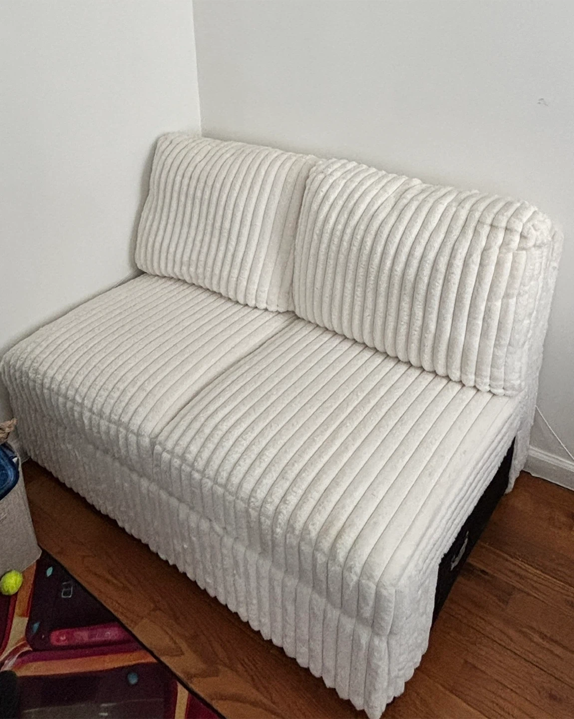 White Corduroy Sofa with Storage - photo 3
