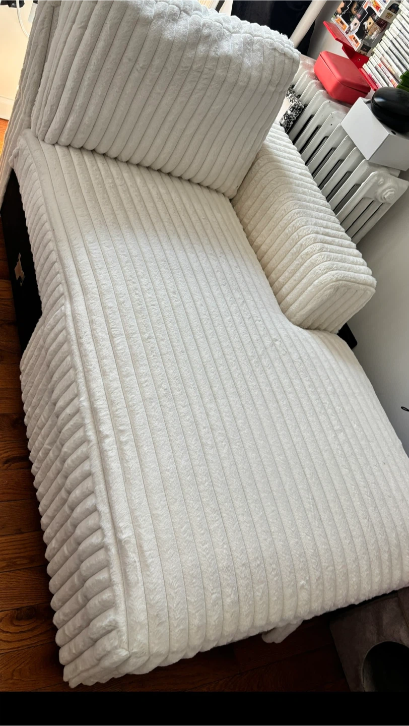 White Corduroy Sofa with Storage - photo 5