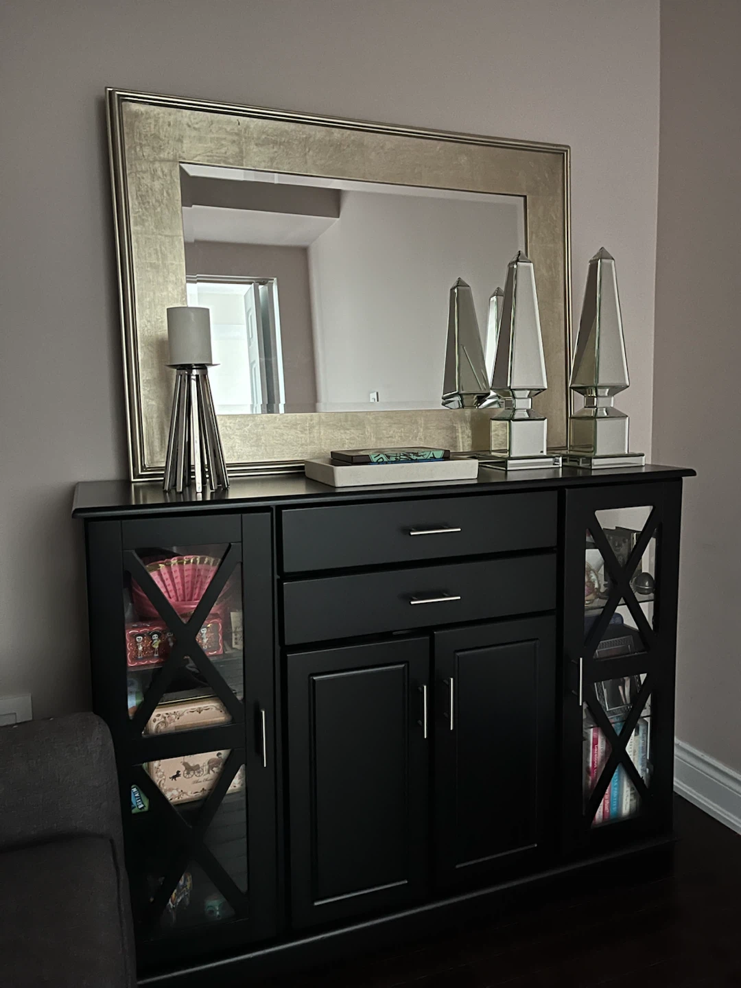 Lg Champagne Silver/gold beveled wall Mirror - photo 3