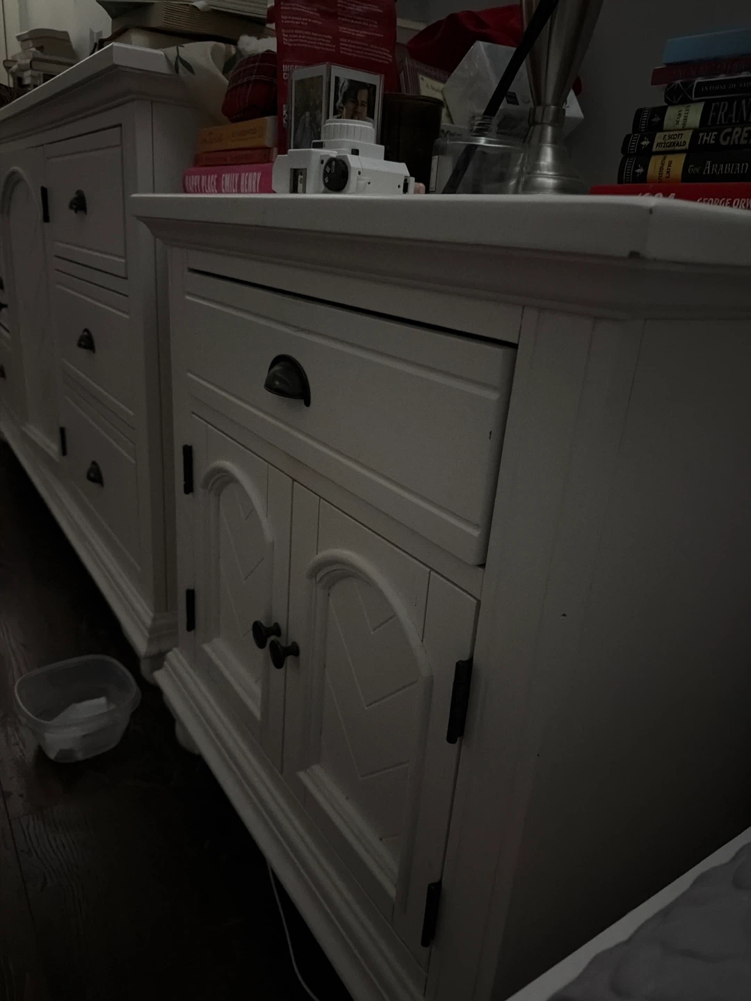 White Dresser with Drawers and Cabinets