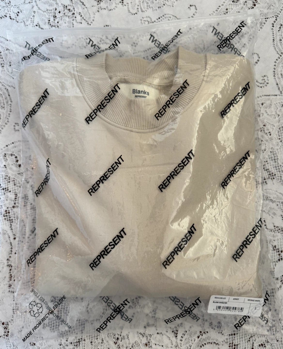 Represent Blank Crewneck Sweater Unisex Size Small Oversized