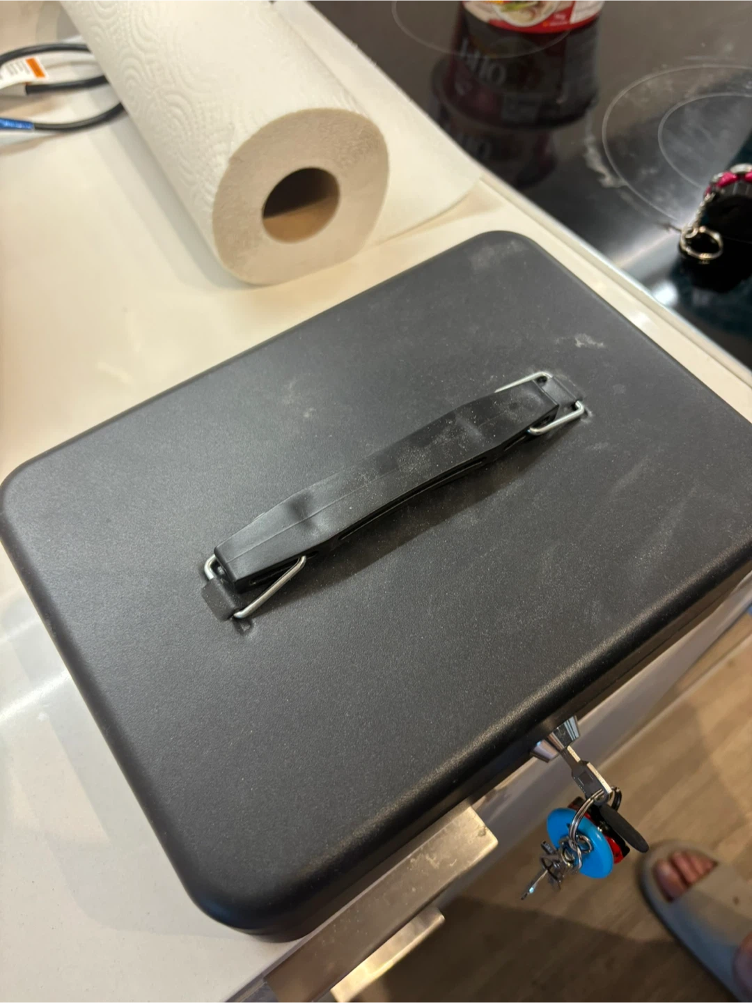 Black Cash Box with Tray and Keys