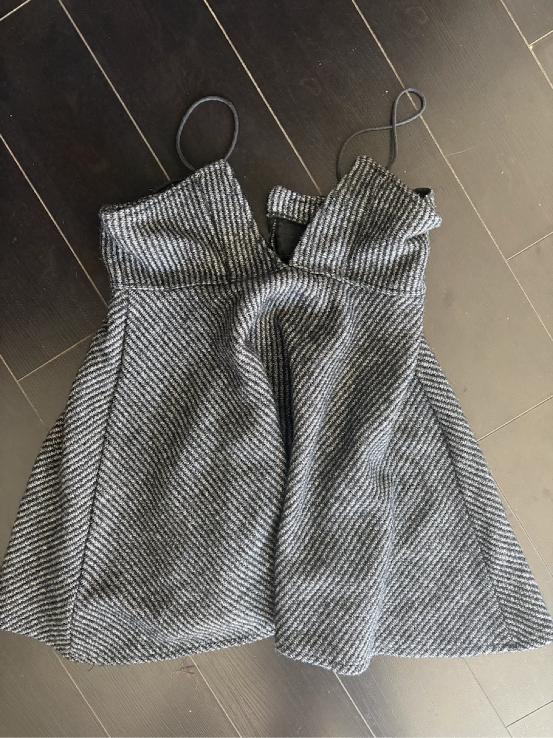 Grey Herringbone Mini Dress