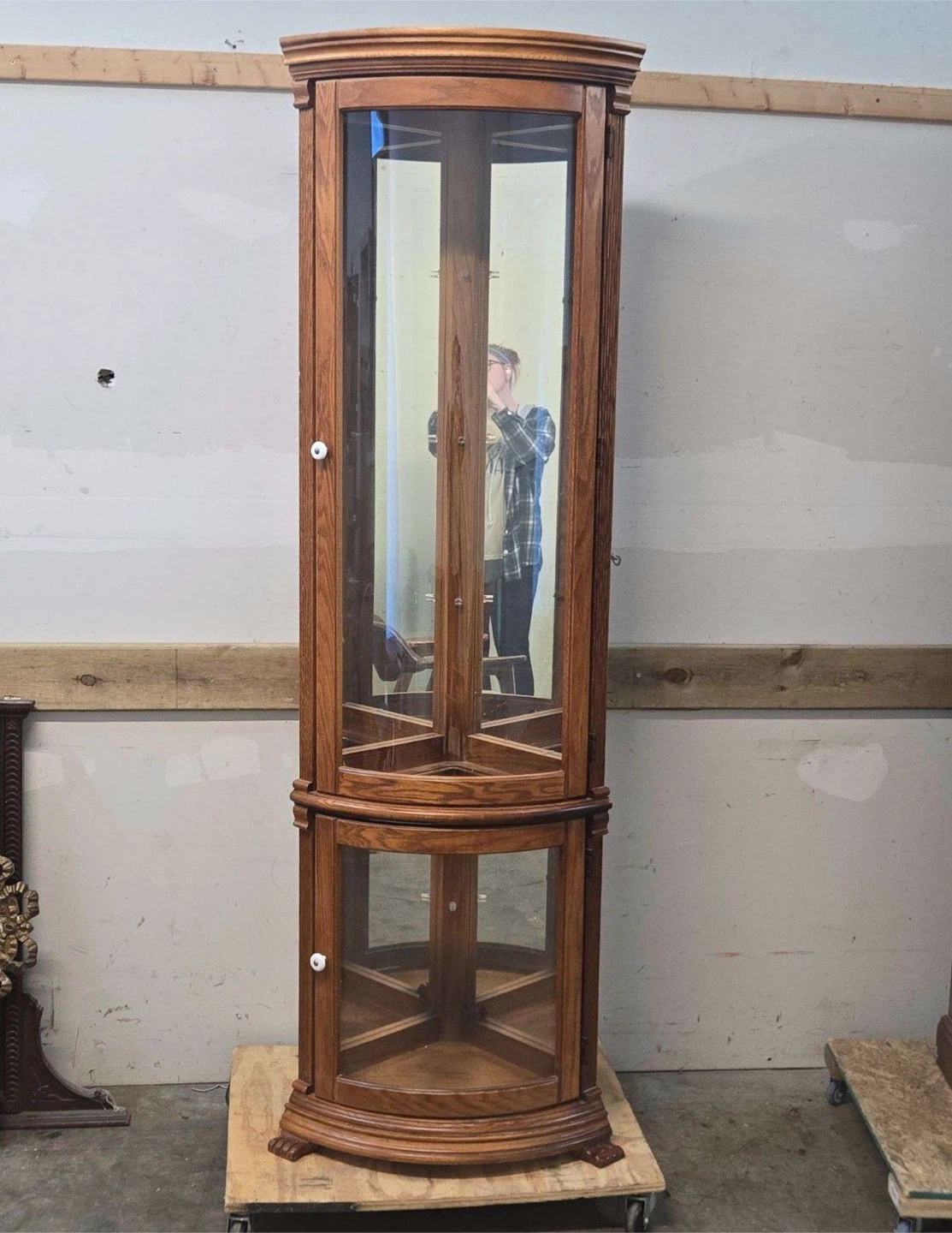 Wooden Corner Curio Cabinet with Glass Doors - photo 2