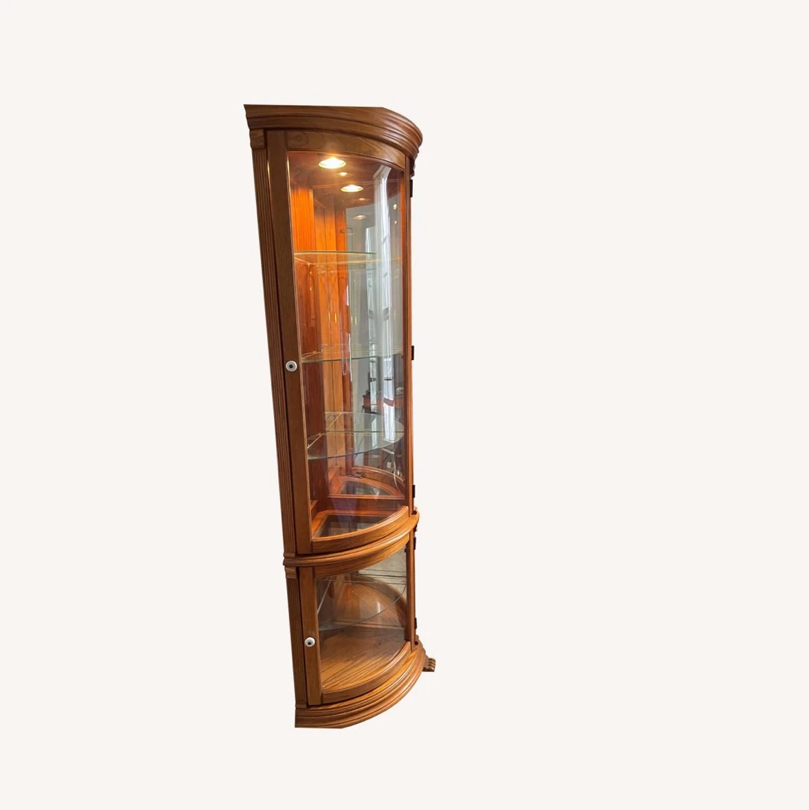 Wooden Corner Curio Cabinet with Glass Doors - photo 5
