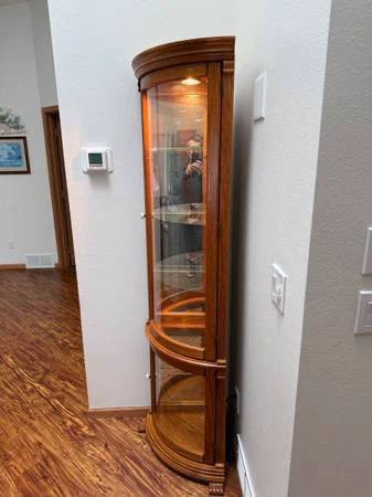 Wooden Corner Curio Cabinet with Glass Doors