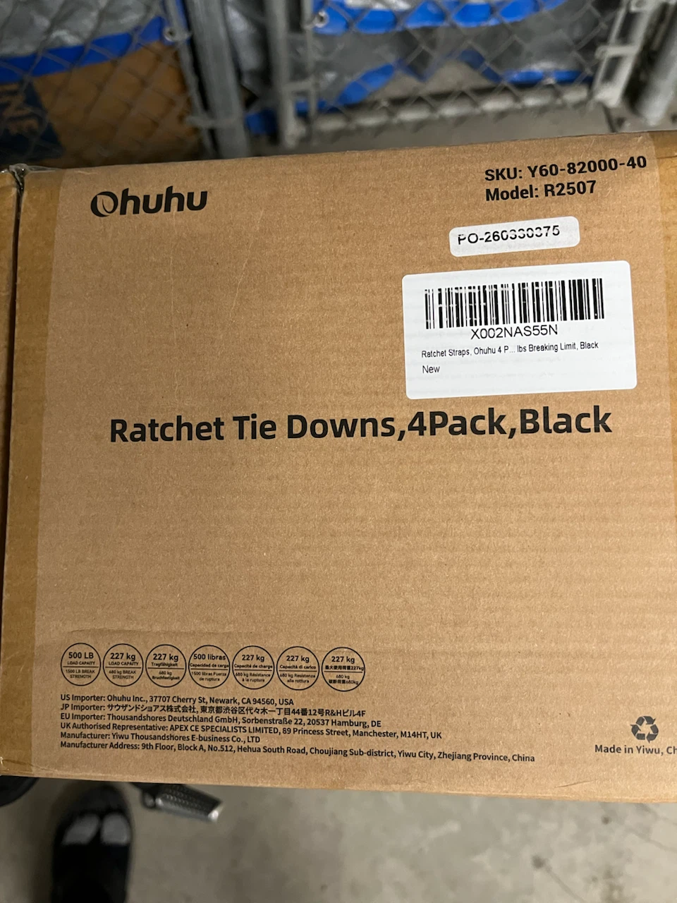 Ohuhu Ratchet Tie Downs - 4 Pack, Black
