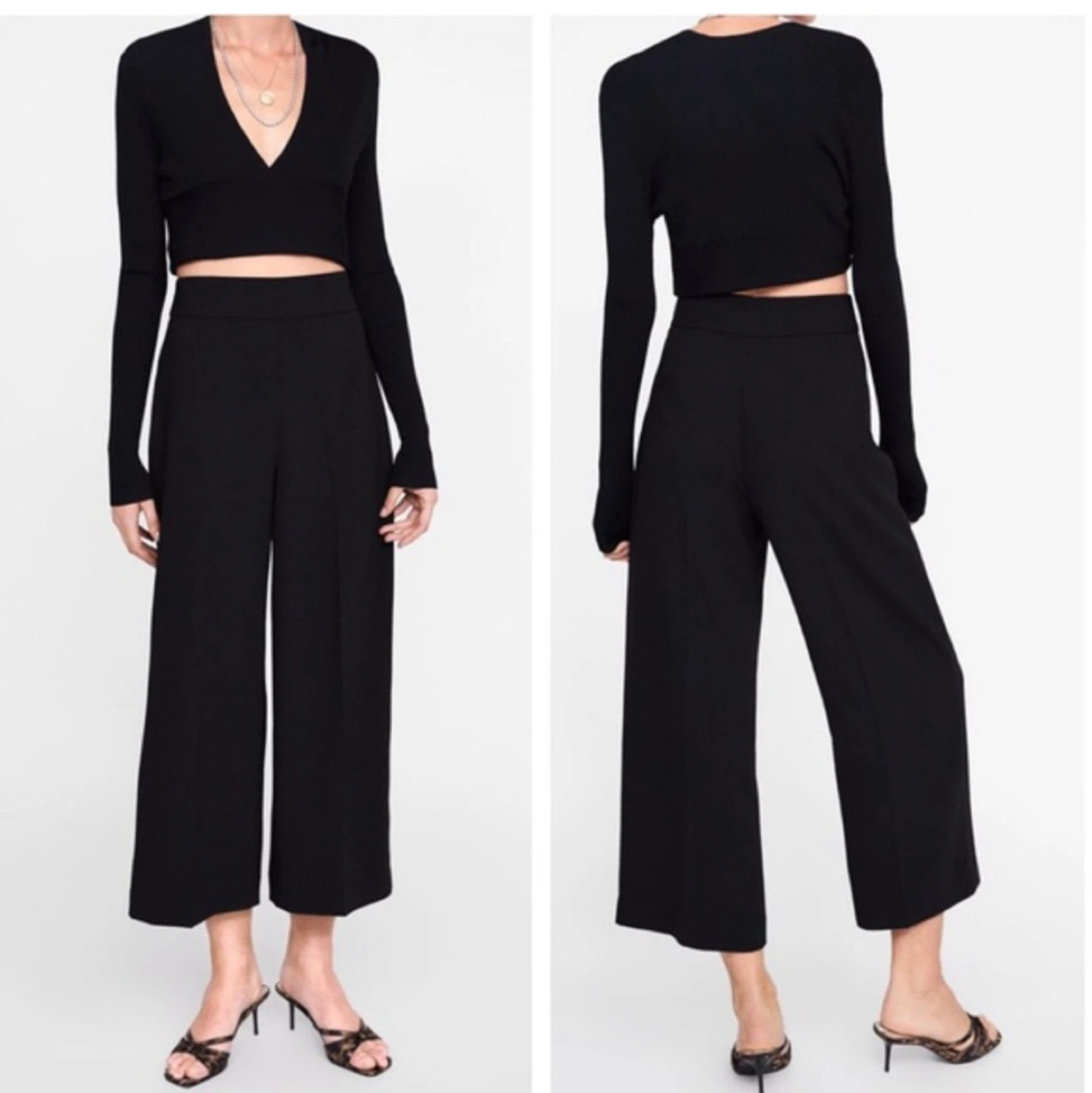 Zara high-waisted wide leg culottes M - photo 4