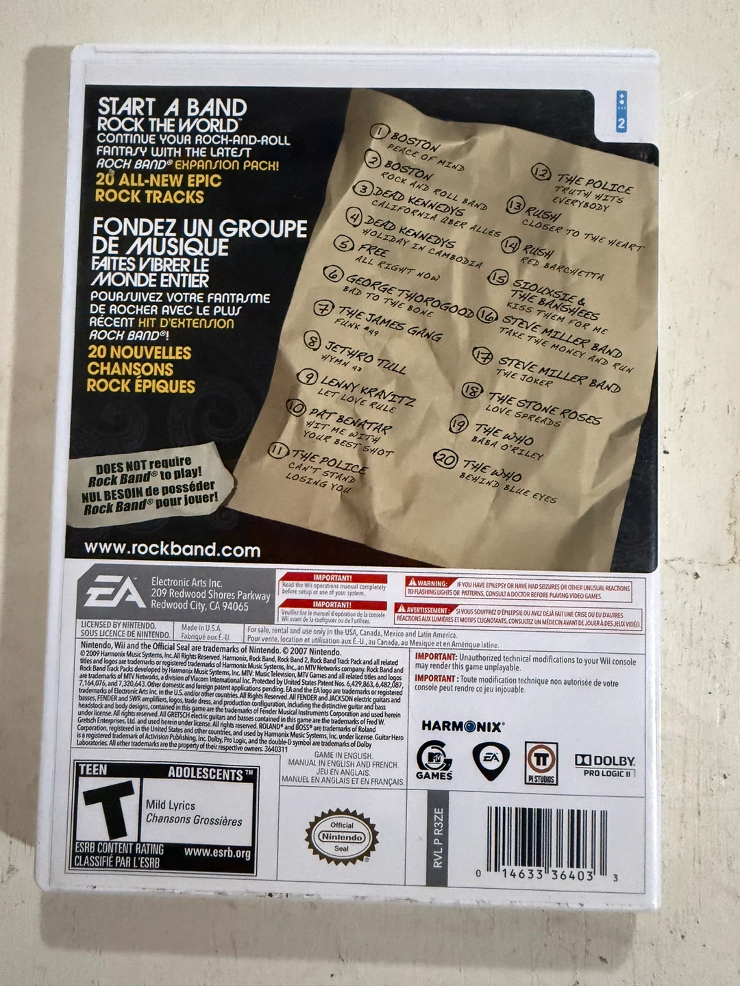 Rock Band Track Pack: Classic Rock (Nintendo Wii) - CIB - photo 2
