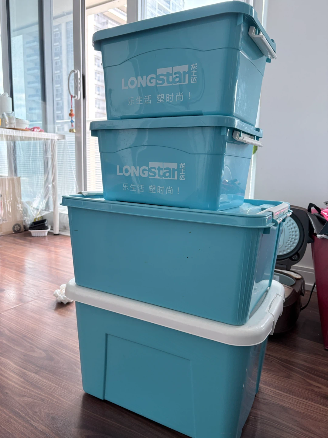 LONGSTAR Blue Storage Bins - Set of 4
