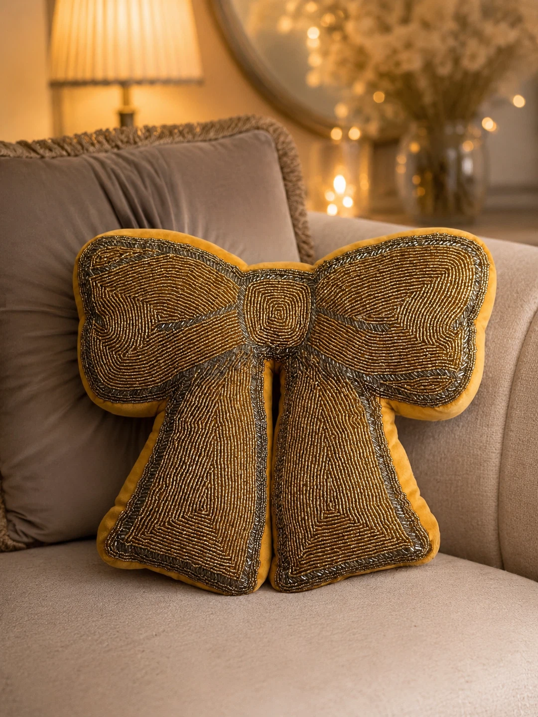 Glitz + Glimmer Bow Accent Pillow