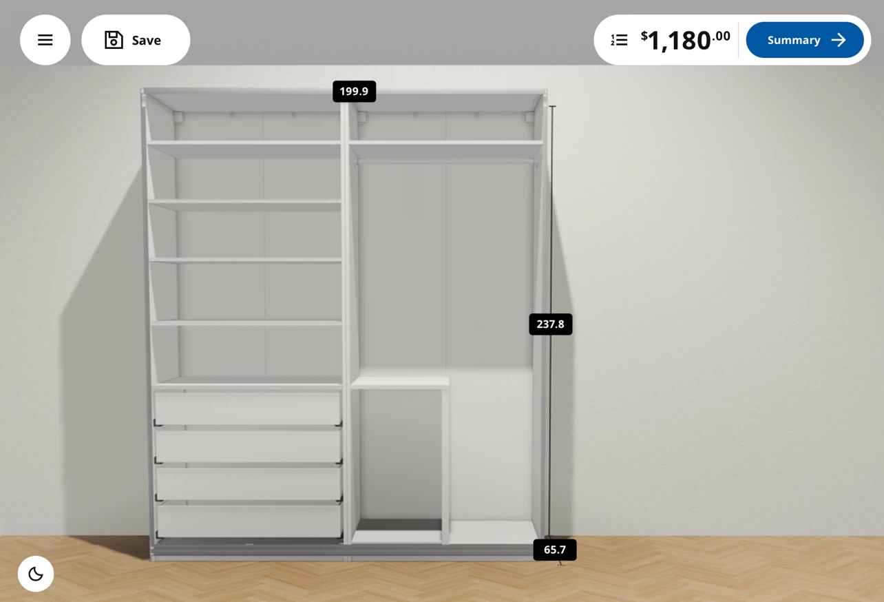 White Wardrobe with Shelves and Drawers - photo 2