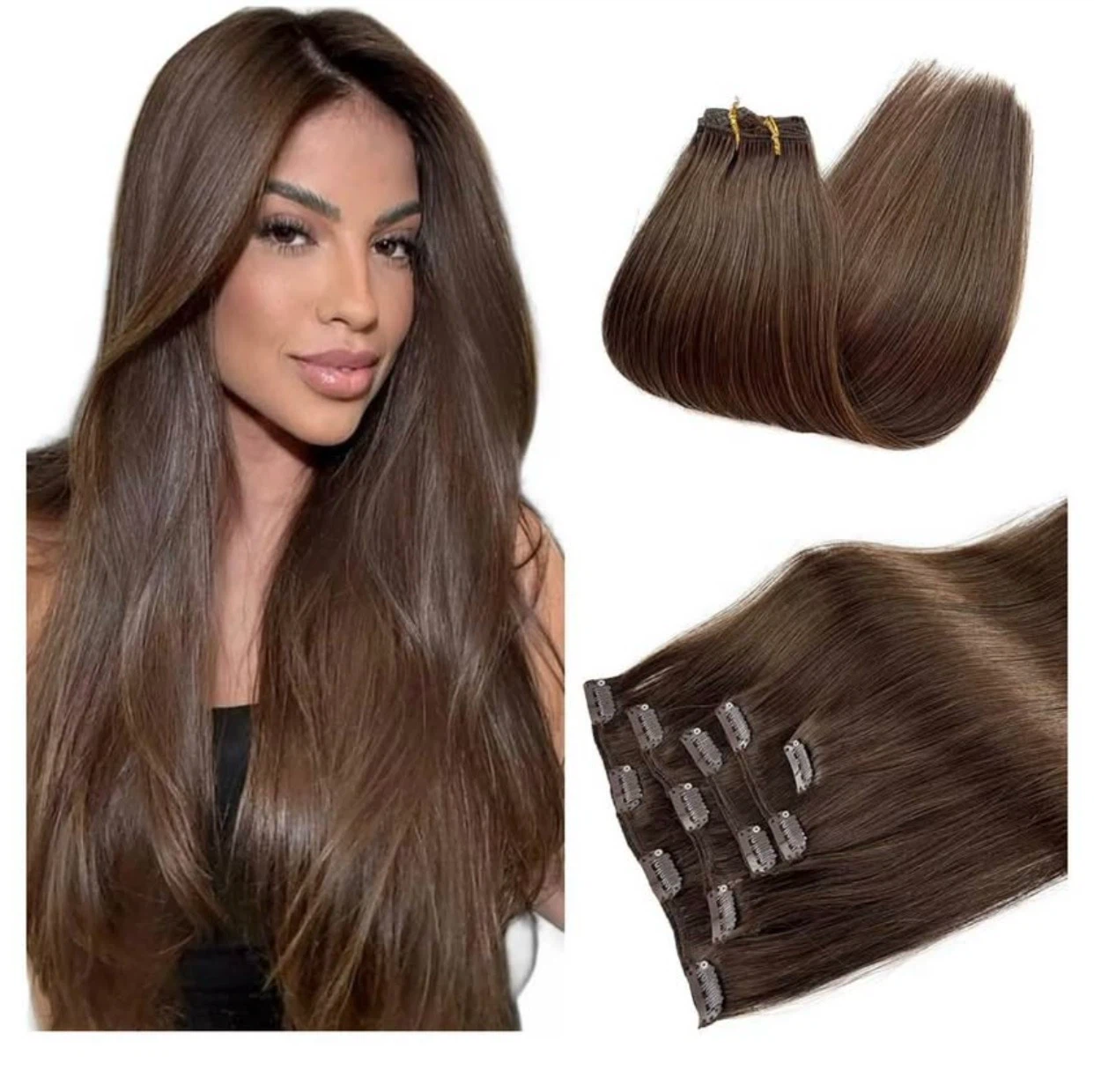Paid $175 HUMAN HAIR CLIP- IN EXTENSIONS 7PCS 16″ - photo 2