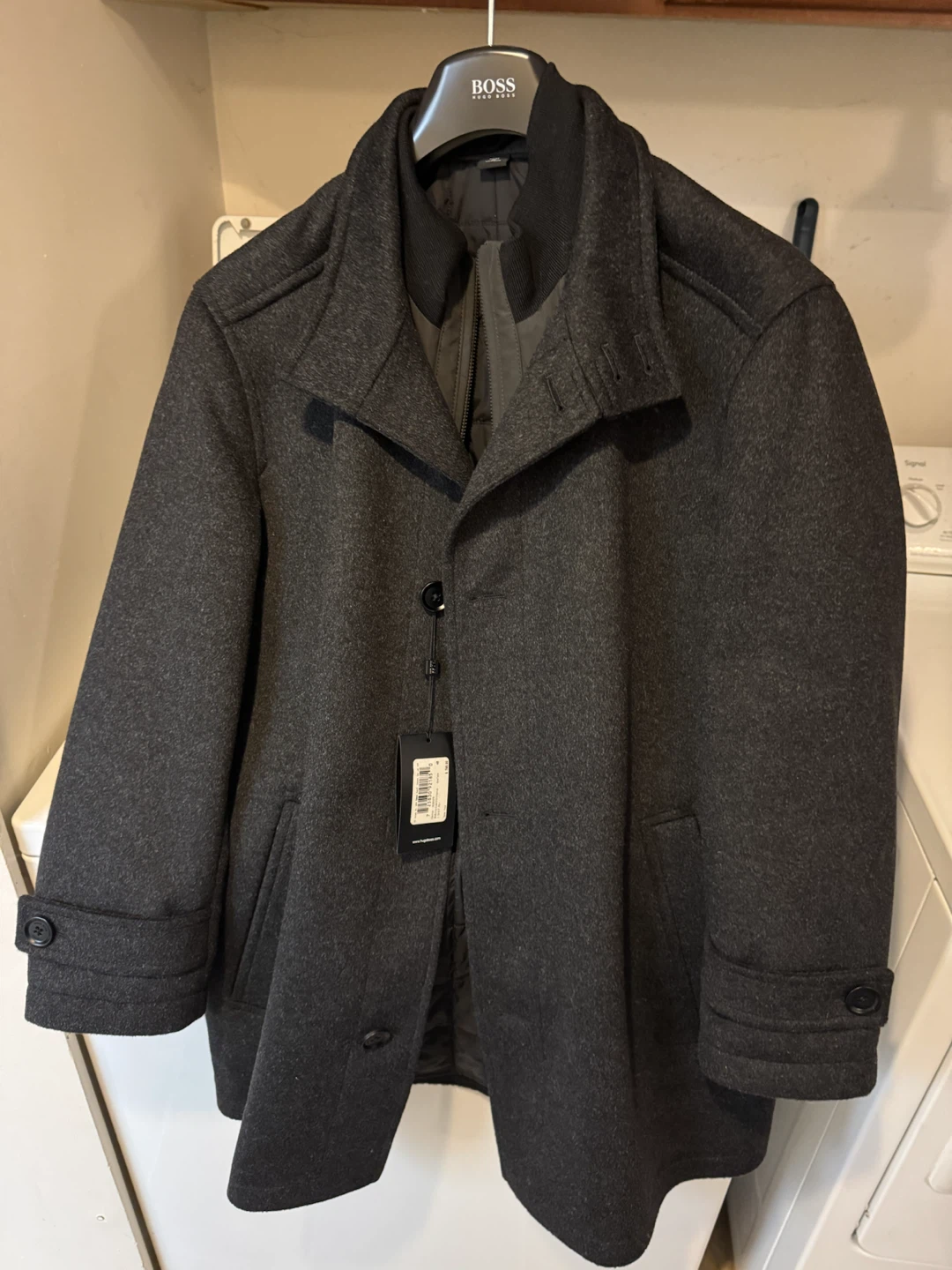 BOSS Hugo Boss Charcoal Wool Blend Coat - Size 48 - photo 3