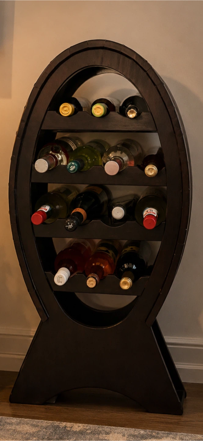 Dark Wood Oval Wine Rack - photo 2
