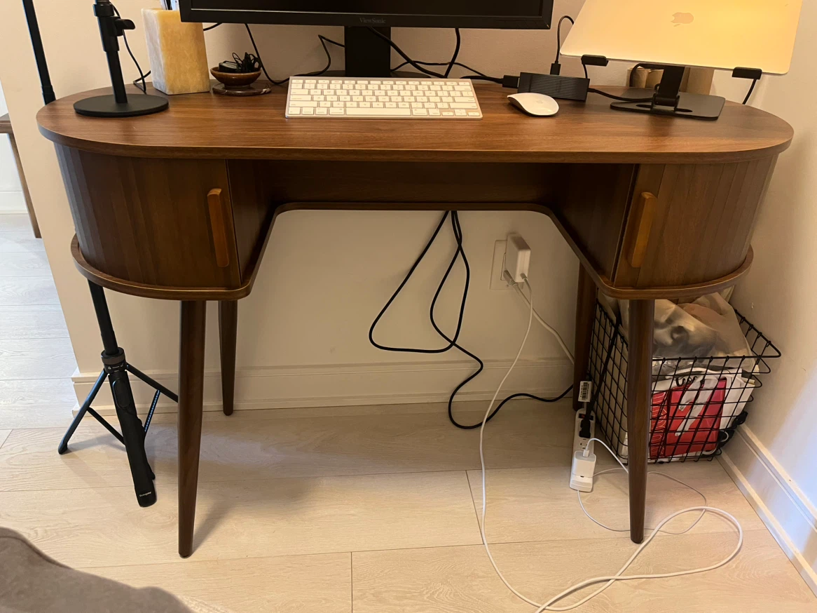 Mid-Century Modern Oval Office Desk with storage - photo 2