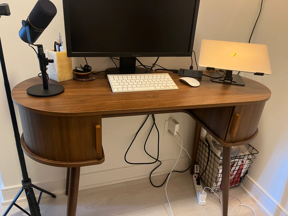 Mid-Century Modern Oval Office Desk with storage - photo 3