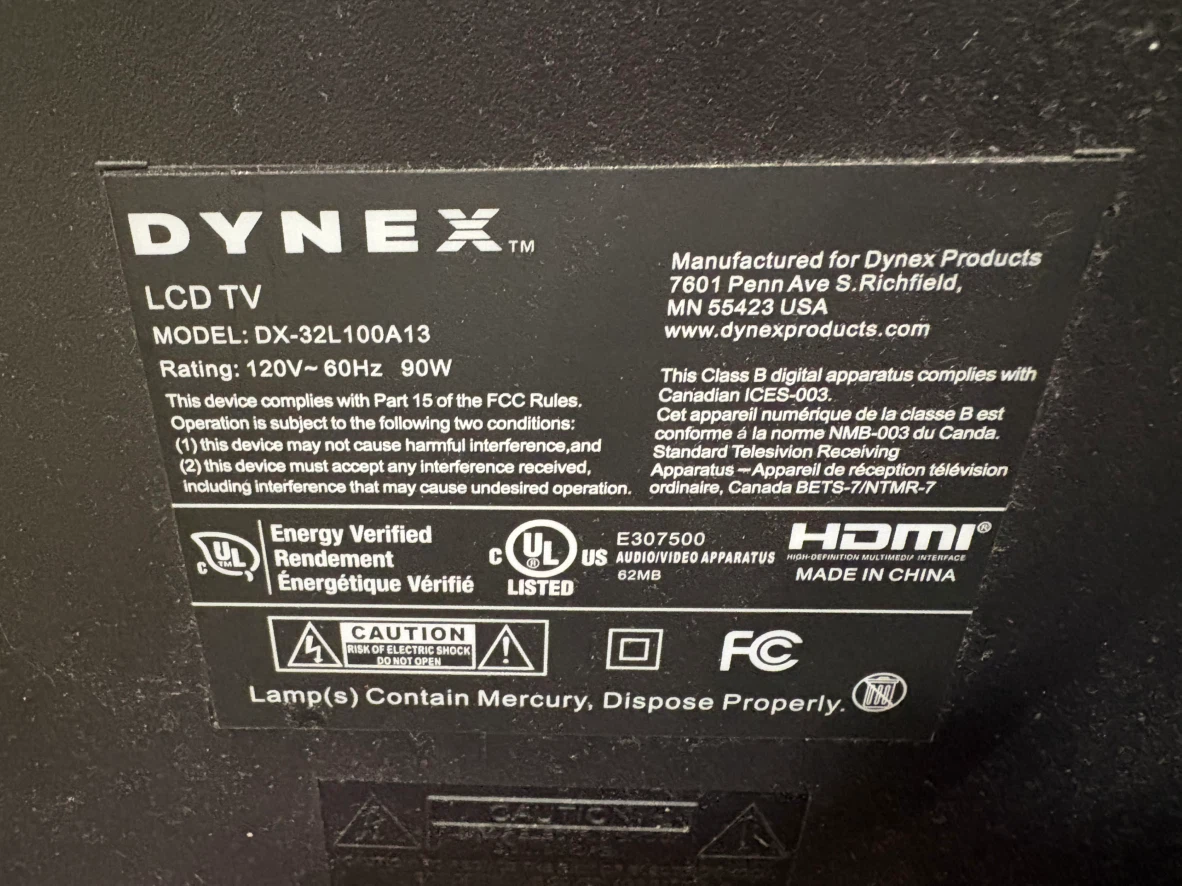 Dynex LCD TV DX-32L100A13 - photo 2