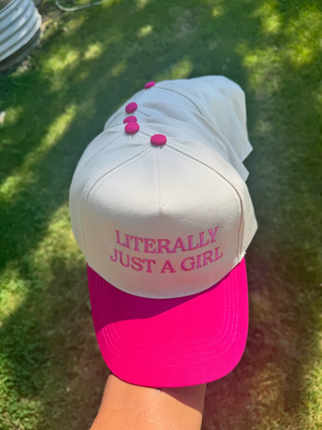 White & Pink "Literally Just A Girl" Baseball Cap - photo 2