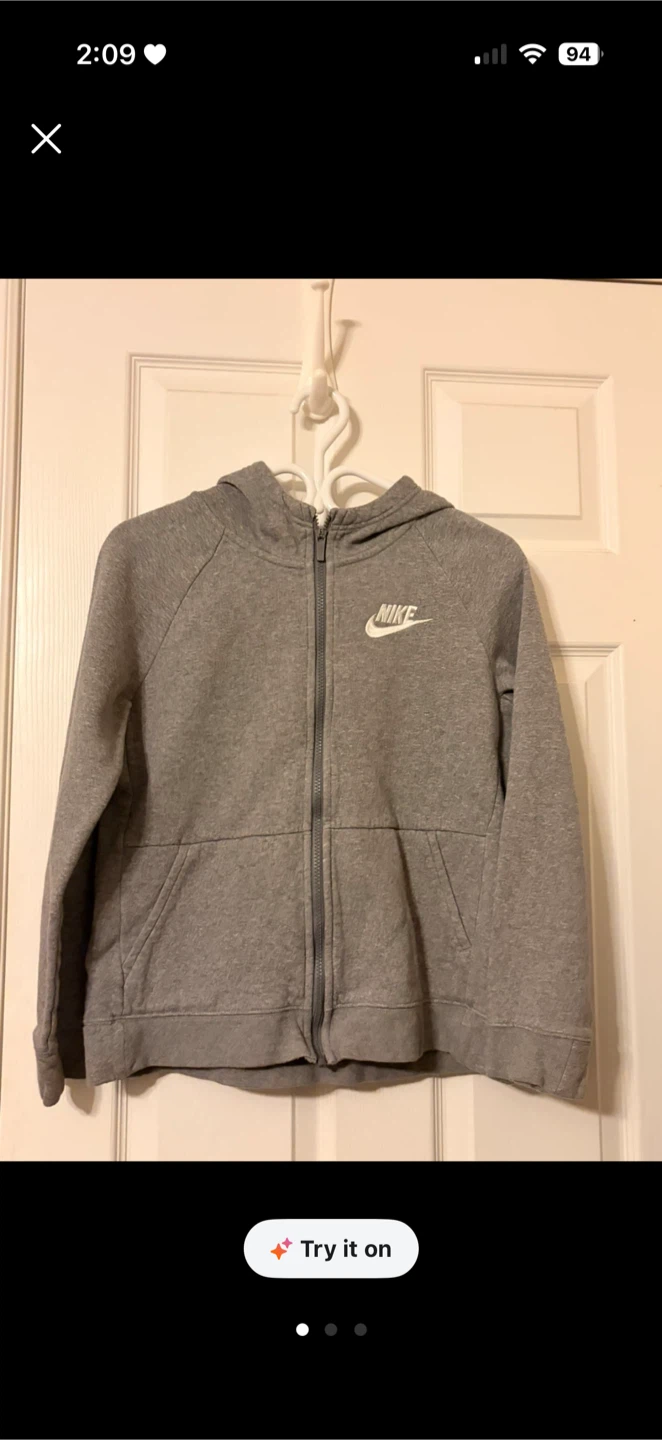 Nike Standard Fit Full Zip Hoodie XL Grey