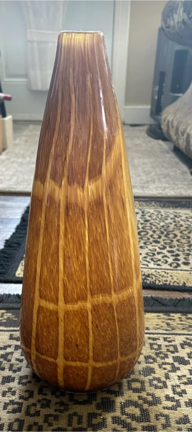 Tall Amber Textured Glass Vase