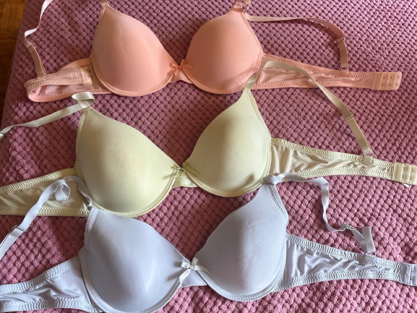 3 x Women's Bras - Pink, Yellow, Blue