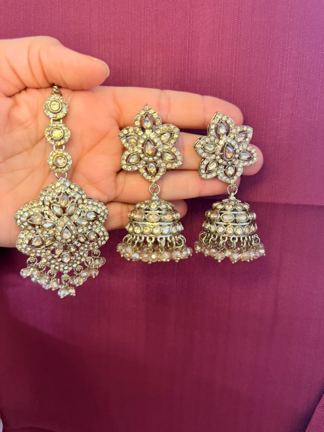 Bollywood Style Jewelry Set - Tikka and Jhumka Earrings
