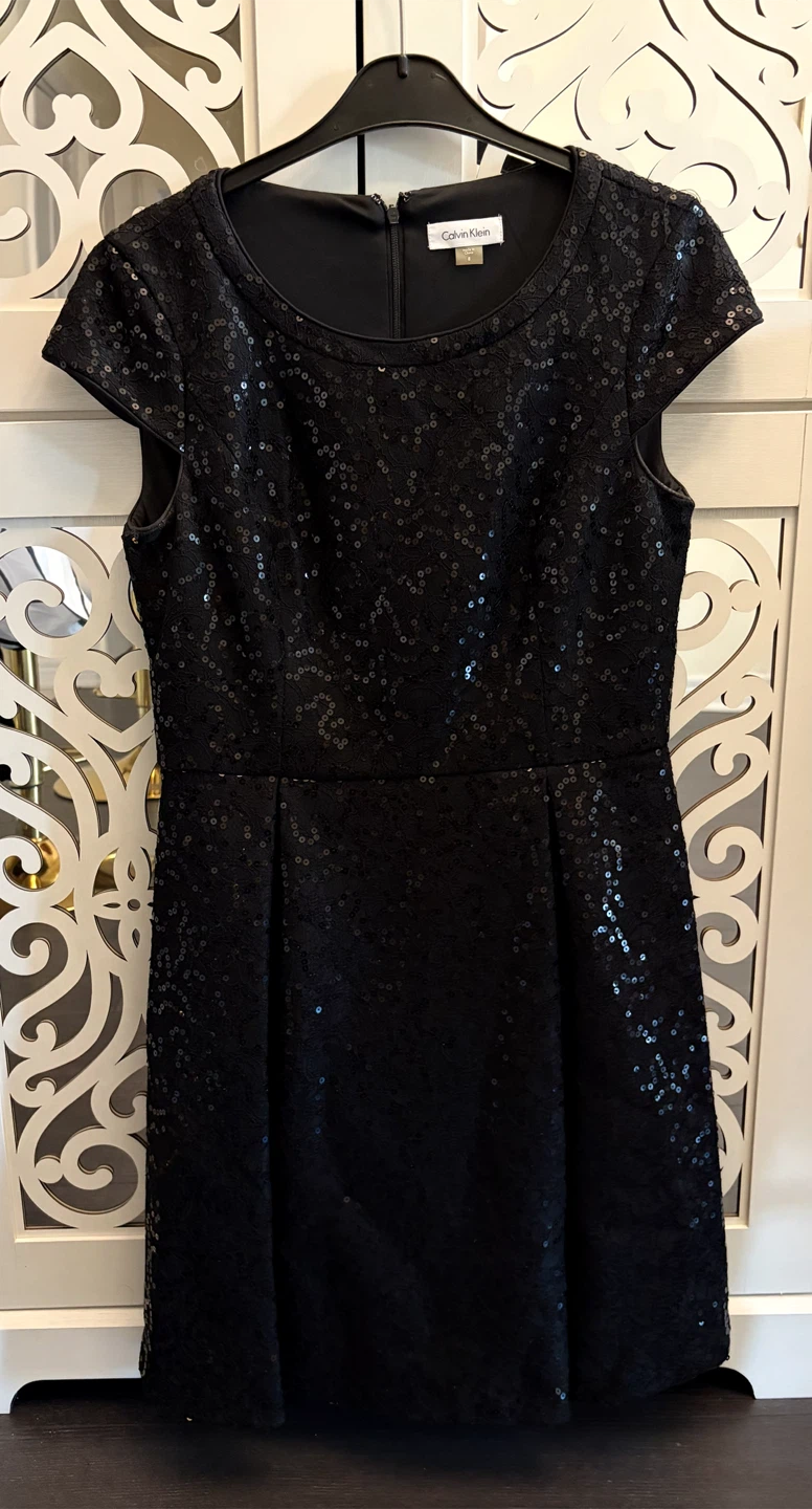 Calvin Klein Black Sequin Dress - Size 8