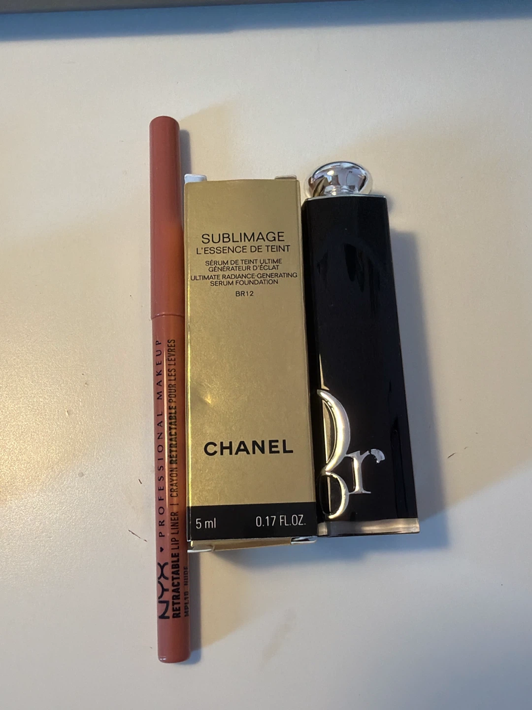 Dior lipstick Chanel foundation and nyx lipliner