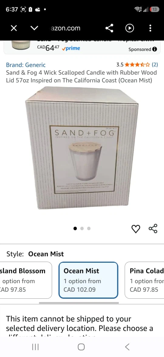 Sand + Fog Ocean Mist Scented Soy Wax Blend Candle 57oz - photo 2
