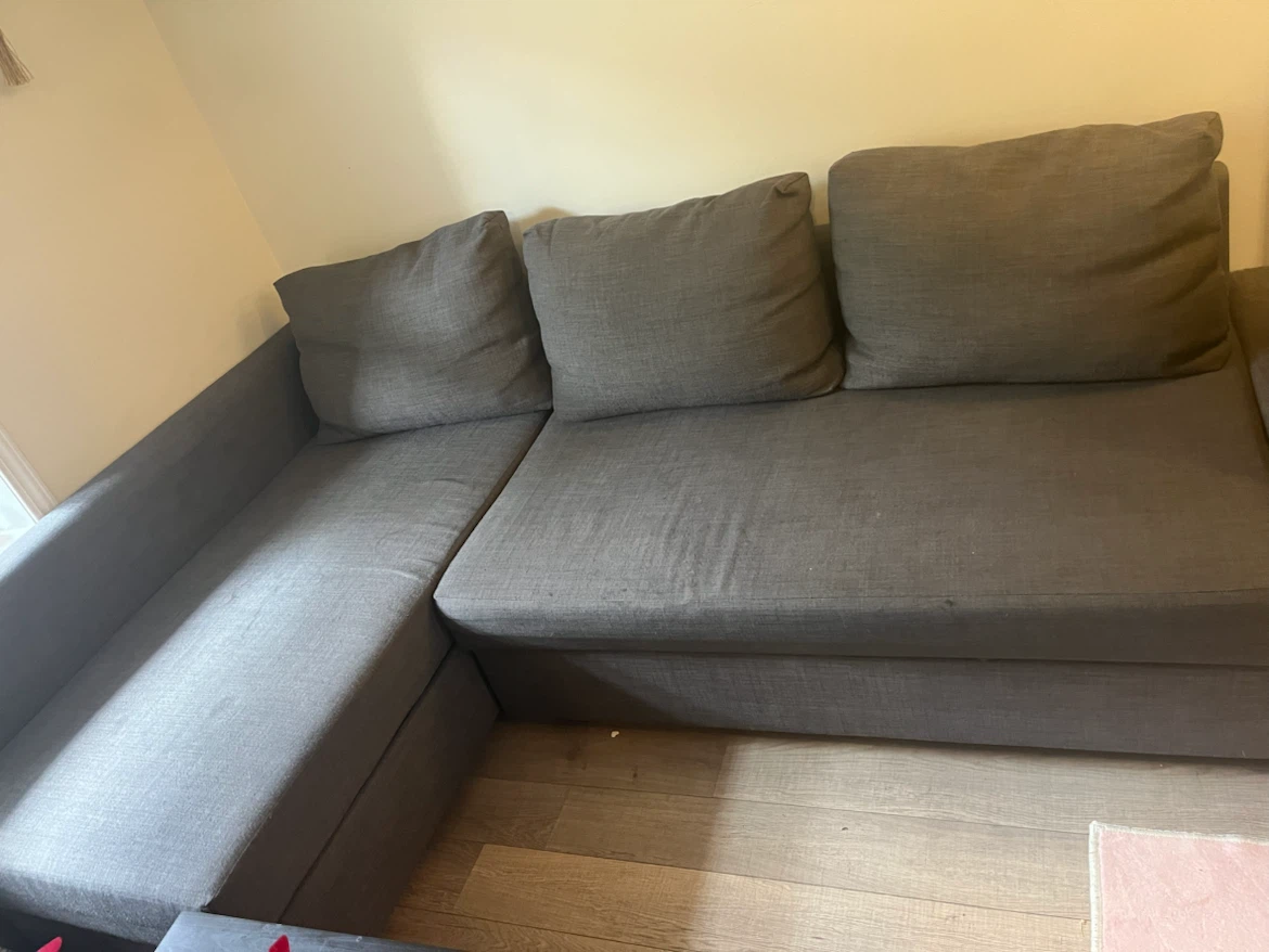 Dark Grey Sectional Pull Out Sofa cum Bed
