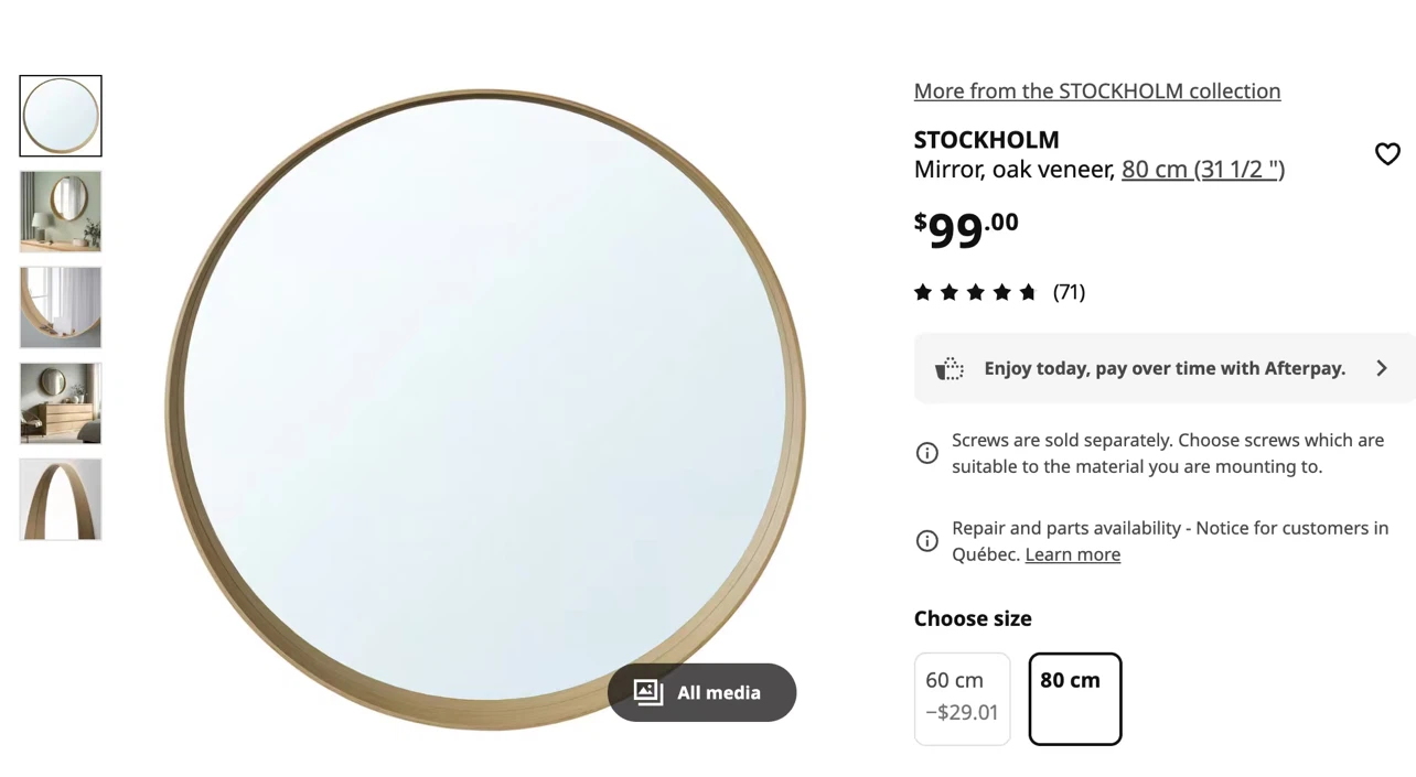 IKEA Stockholm round mirror oak frame - photo 3