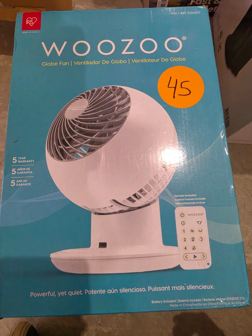 WOOZOO Globe Fan 5 Speed Air Circulator with Remote