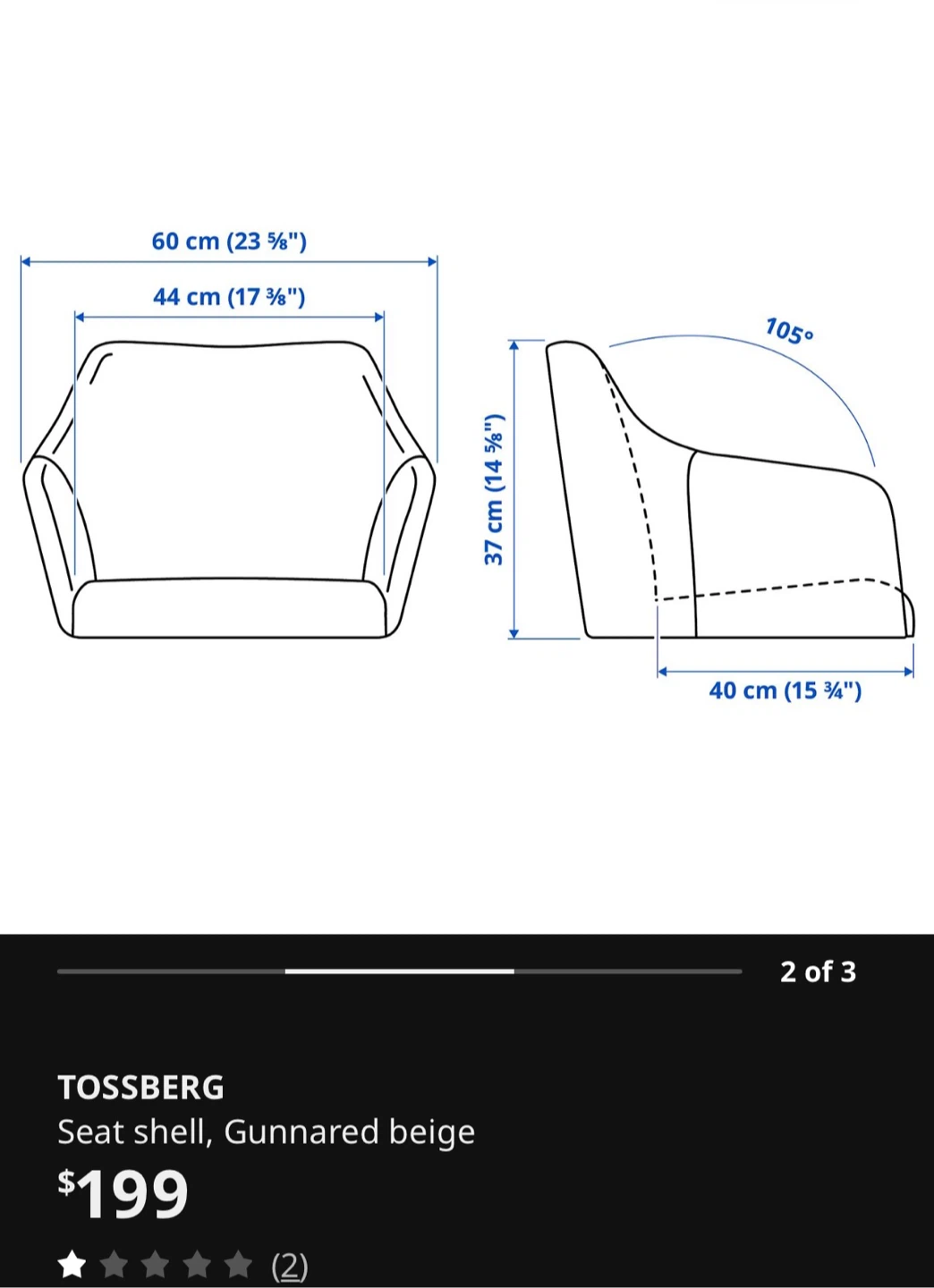 IKEA TOSSBERG Seat Shell and Malskär Chair Frame - photo 3